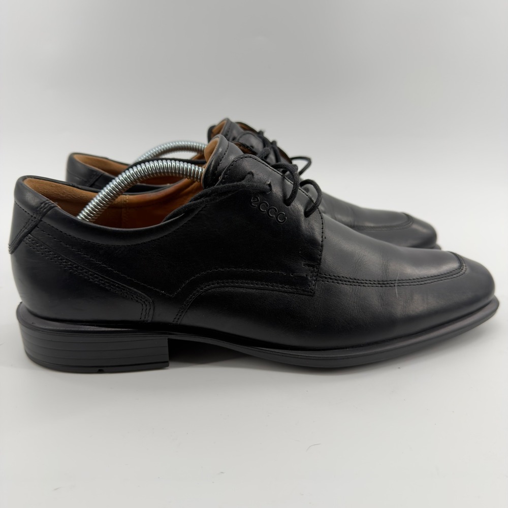 ECCO Mens Helsinki Bicycle Toe Oxford Black Leather Dress Shoes Size 43 US 9-9.5